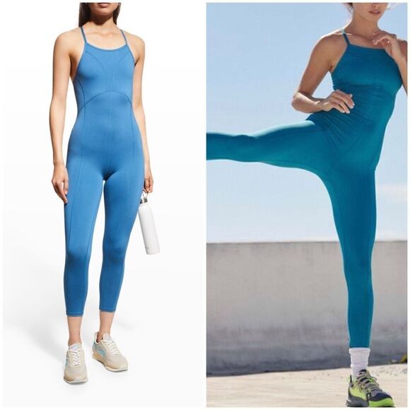 🆕Free People Movement- Onesie Ashford Side to Side Blue Peacock 🦚 - Picture 2 of 7